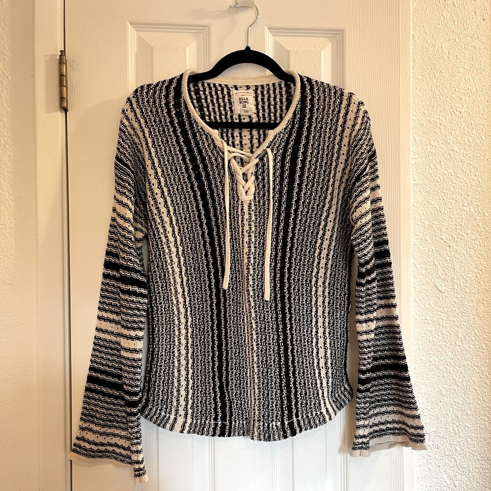 Billabong Women's Tidal Vibes Sweater | Black & White | Women’s Size M